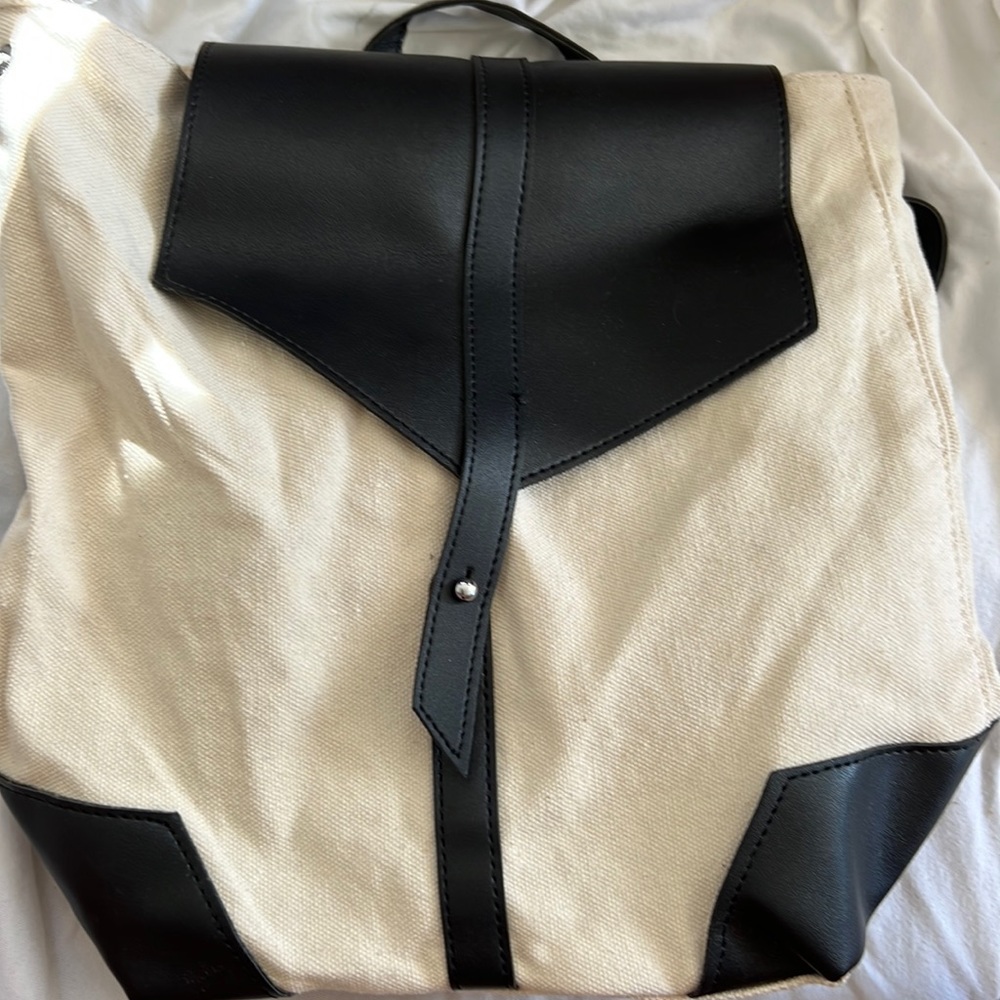 Canvas and leather mini backpack